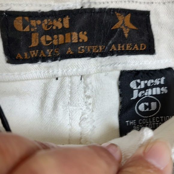 Crest Women's White Jeans with Black Embroidery Western Style - Picture 7 of 13